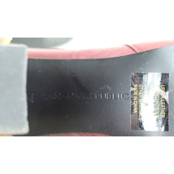 Banana Republic BURGUNDY GENUINE LEATHER OPEN TOE HIGH HEEL SHOES Sz 6.5M - Picture 10 of 11